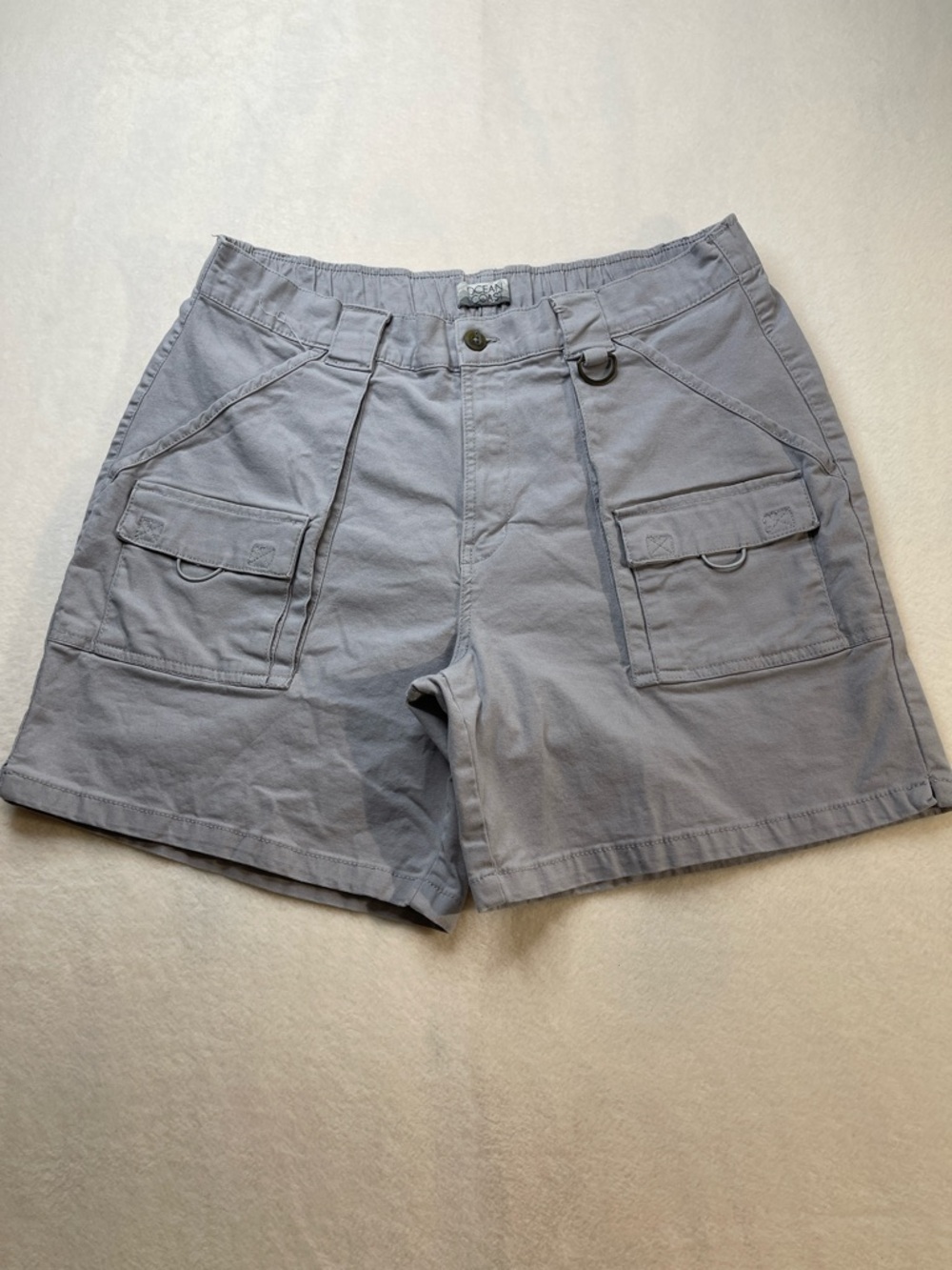 Ocean Coast, Light Gray Men's Cargo Shorts SIZE L